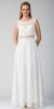 Mock Two Piece Lace Bodice Floor Length Prom Dress in White